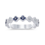 .34ct G SI 14K White Gold Diamond & Blue Sapphire Gemstone Flower Ring Size 6.5