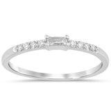 .14ct G SI 14K White Gold Diamond Stackable Ladies Band Ring Size 6.5