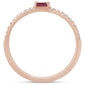 .19ct G SI 14K Rose Gold Diamond & Ruby Gemstone Stackable Band Ring Size 6.5