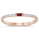 <span>GEMSTONE CLOSEOUT! </span><span>GEMSTONE CLOSEOUT! </span> .19ct G SI 14K Rose Gold Diamond & Ruby Gemstone Stackable Band Ring Size 6.5