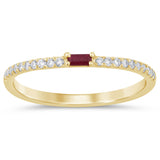 .19ct G SI 14K Yellow Gold Diamond & Ruby Gemstone Stackable Band Ring Size 6.5