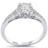 .96ct G SI 14K White Gold Round Diamond Halo Engagement Ring Size 6.5