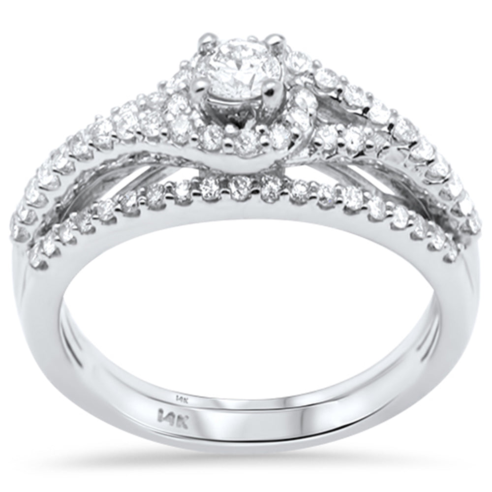 .92ct G SI 14K White Gold Diamond Wrap Around Halo Engagement Ring Set