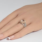 2.52ct G SI 14K Two Tone Halo Morganite Gemstone & Diamond Ring Size 6.5
