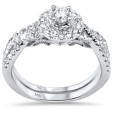 1.00ct G SI 14K White Gold Diamond Halo Engagement Ring Bridal Set Size 6.5