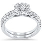 <span style="color:purple">SPECIAL!</span>.95ct G SI 14K White Gold Diamond Halo Engagement Ring Bridal Set Size 6.5
