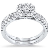 .95ct G SI 14K White Gold Diamond Halo Engagement Ring Bridal Set Size 6.5