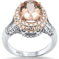 <span>GEMSTONE CLOSEOUT! </span> 3.26ct G SI 14K Two Tone Gold Double Halo Morganite Gemstone & Diamond Ring Size 7