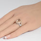 <span style="color:purple">SPECIAL!</span> 3.26ct G SI 14K Two Tone Gold Double Halo Morganite Gemstone & Diamond Ring Size 7