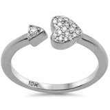 .11ct G SI 10K White Gold Diamond Heart & Arrow Open Ring Band Size 6.5