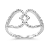 .19ct G SI 14K White Gold Diamond Two Hearts Style Ring Band Size 6.5