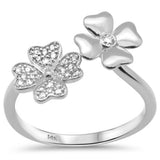.14ct G SI 14K White Gold Diamond Flowers Band Ring Size 6.5