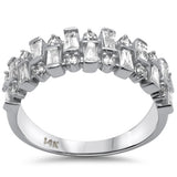 .75ct G SI 14K White Gold Round & Baguette Diamond Ring Band Size 6.5