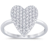 .56ct G SI 14K White Gold Diamond Heart Shaped Band Ring Size 6.5