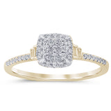 .23ct G SI 14K Yellow Gold Round & Baguette Diamond Engagement Ring Size 6.5