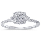 .19ct G SI 14K White Gold Round & Baguette Diamond Engagement Ring Size 6.5