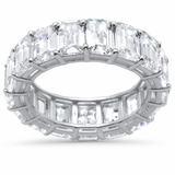 3.58ct E VVS Emerald Cut Diamonds 14kt Eternity Band Size 6.5