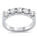<span style="color:purple">SPECIAL!</span> 1.01ct G SI 14K White Gold Diamond 5 Stones Band Ring Size 6.5