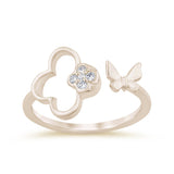 <span style="color:purple">SPECIAL!</span> .07ct G SI 14K Yellow Gold Diamond Flower & Buterfly Wrap Around Ring Size 6.5