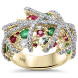 4.21ct G SI 14K Yellow Gold Diamond Multi Color Ring Size 6.5