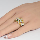 4.21ct G SI 14K Yellow Gold Diamond Multi Color Ring Size 6.5