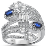 1.84ct G SI 14K White Gold Diamond & Blue Sapphire Gemstone Wrap Around Ring Size 6.5