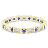 <span style="color:purple">SPECIAL!</span> .30ct G SI 14K Yellow Gold Diamond & Blue Sapphire Gemstone Eternity Band Ring Size 6.5