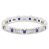 <span style="color:purple">SPECIAL!</span> .33ct G SI 14K White Gold Diamond & Blue Sapphire Eternity Style Band Ring Size 6.5