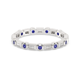 <span style="color:purple">SPECIAL!</span> .33ct G SI 14K White Gold Diamond & Blue Sapphire Eternity Style Band Ring Size 6.5