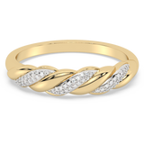 .07ct G SI 14K Yellow Gold Diamond Twisted Band Ring Size 6.5