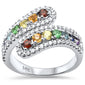 <span style="color:purple">SPECIAL!</span> 1.12ct G SI 14K White Gold Diamond & Multi Color Gemstone Wrap Around Ring Size 6.5