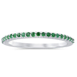 .16ct G SI 14K White Gold Emerald Gemstone Anniversary Band Ring Size 6.5