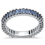 2.42ct G SI 14K White Gold Baguette Blue Sapphire Eternity Band Ring Size 6.5