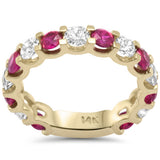 1.37ct,1.83ct G SI 14K Yellow Gold Diamond Ruby Ring Size 7
