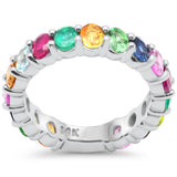 3.25ct G SI 14K White Gold Diamond Multi Color Ring Size 6.5