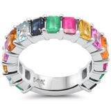 4.49ct G SI 14K White Gold Diamond Multi Color Ring Size 6.5