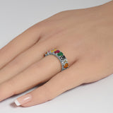 4.49ct G SI 14K White Gold Diamond Multi Color Ring Size 6.5