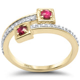 <span style="color:purple">SPECIAL!</span> .14ct,.27ct G SI 14K Yellow Gold Diamond Ruby Ring Size 6.5