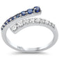 <span style="color:purple">SPECIAL!</span>.63ct G SI 14K White Gold Diamond Blue Sapphire Band Ring Size 6.5