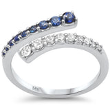 .59ct G SI 14K White Gold Diamond Blue Sapphire Band Ring Size 6.5