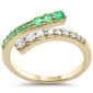 <span style="color:purple">SPECIAL!</span>.52ct G SI 14K Yellow Gold Diamond Emerald Band Ring Size 6.5