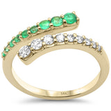 .48ct G SI 14K Yellow Gold Diamond Emerald Band Ring Size 6.5