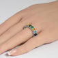 <span style="color:purple">SPECIAL!</span> 5.06ct G SI 14K White Gold Multi Color Gemstone Round Eternity Band Ring Size 6.5