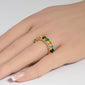 <span style="color:purple">SPECIAL!</span> 5.10ct G SI 14K Yellow Gold Multi Color Gemstone Eternity Band Ring Size 6.5