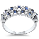 <span style="color:purple">SPECIAL!</span> 1.59ct G SI 14K White Gold Diamond & Blue Sapphire Band Ring Size 6.5