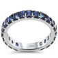 <span style="color:purple">SPECIAL!</span> 3.55ct 14K White Gold Emerald Cut Blue Sapphire Eternity Band Ring Size 6.5