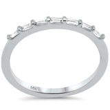 <span style="color:purple">SPECIAL!</span> .18ct G SI 14K White Gold Baguette Diamond Petite Ring Size 6.5