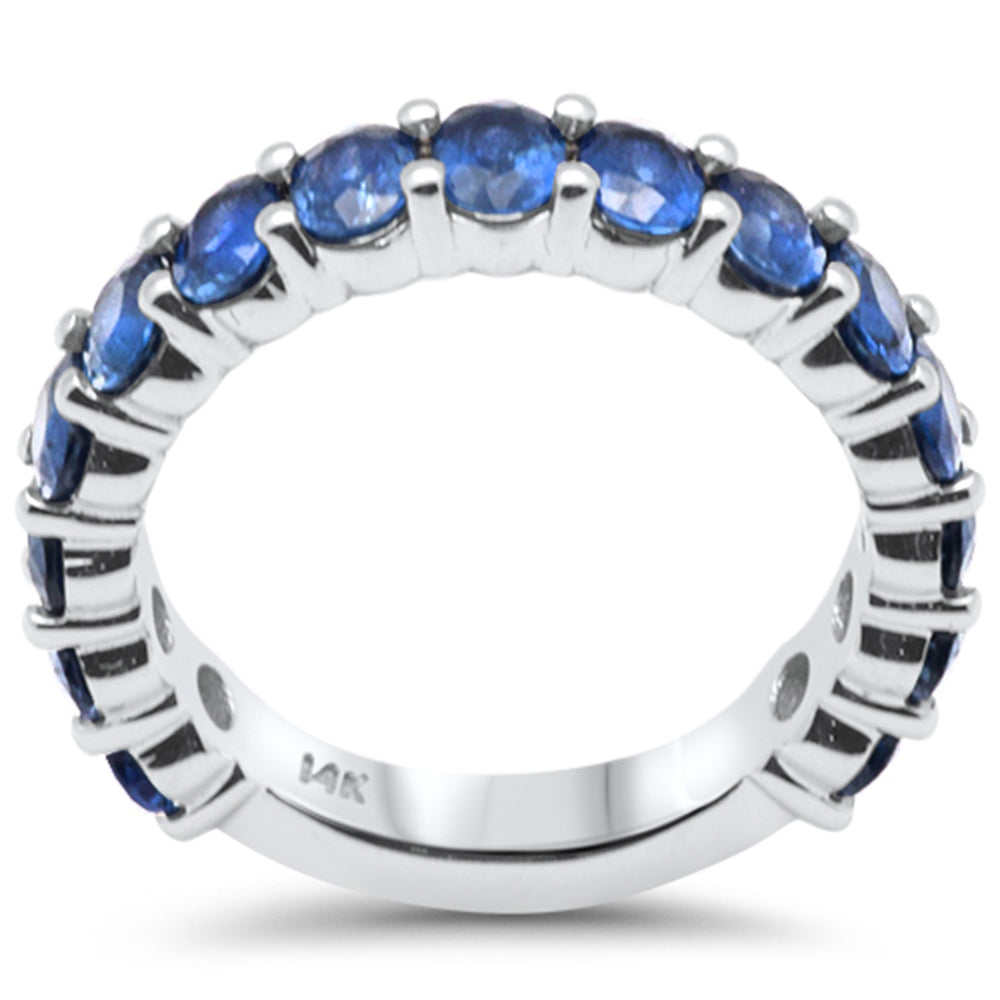 <span style="color:purple">SPECIAL!</span> 3.10ct G SI 14K White Gold Blue Sapphire Gemstone Band Ring Size 6.5