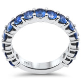 <span style="color:purple">SPECIAL!</span> 3.10ct G SI 14K White Gold Blue Sapphire Gemstone Band Ring Size 6.5