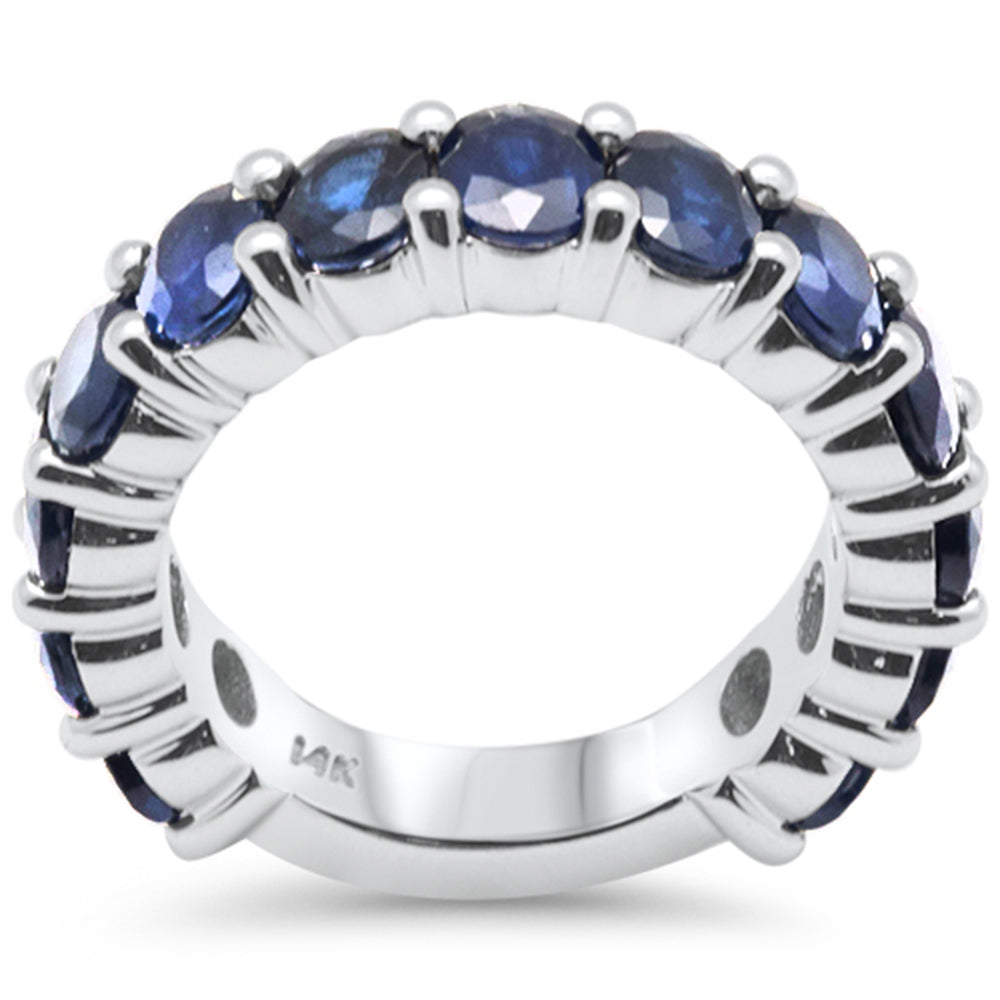 6.58ct G SI 14K White Gold Blue Sapphire Gemstone Band Ring Size 6.5